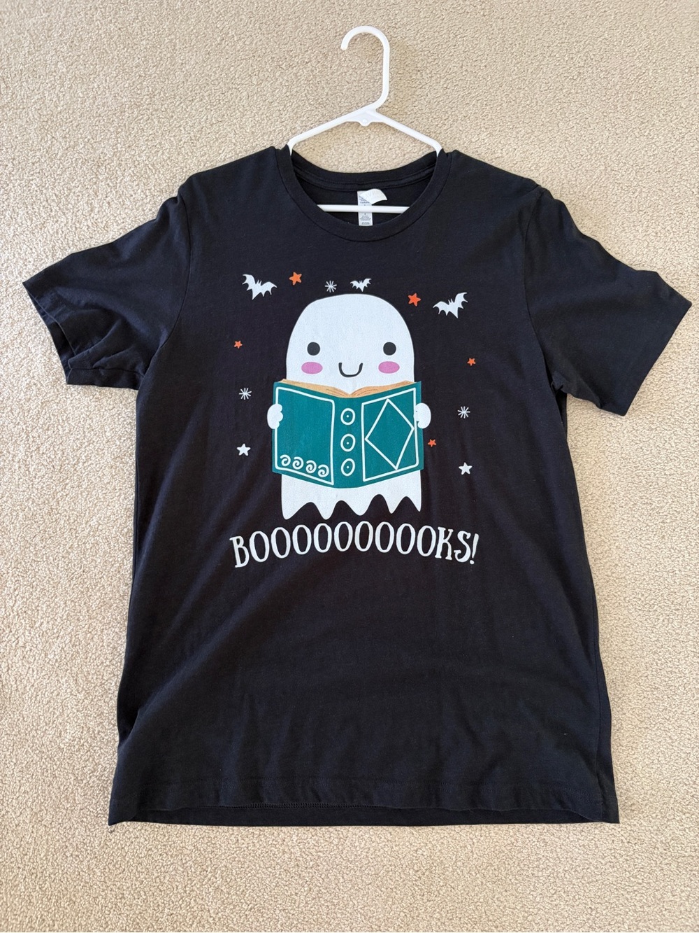 Bella Canvas Black Tee with Ghost Reading Graphic Library T-shirt